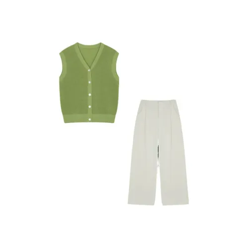 IHIMI Повседневный костюм женский фруктовый зеленый экрю