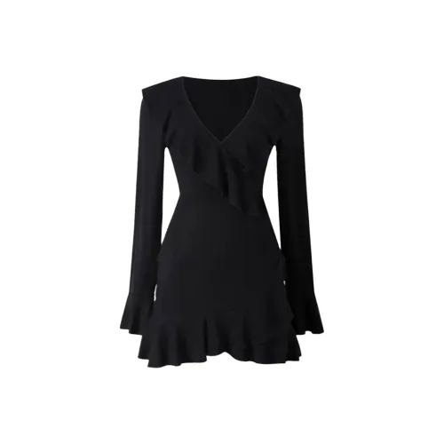 Incolore Длинное платье с длинными рукавами женское черное