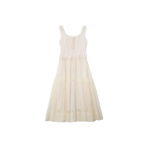 SUNSUNTOWN Без рукавов Платье Женское Абрикосовое