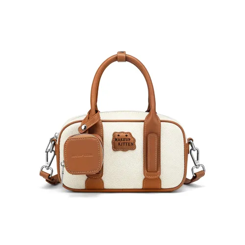 MAKEUP KITTEN Холст с синтетической кожей через плечо сумка женская бежевый и коричневый