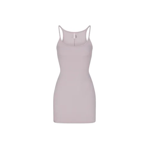 SKIMS Хлопок Rib Mini Cami Платье Slip Dress Женская OYSTER Устрица
