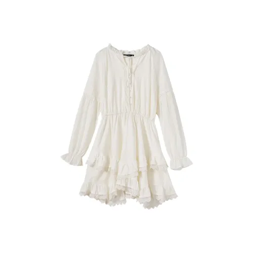 WESTLINK Длинное платье с длинными рукавами женское экрю