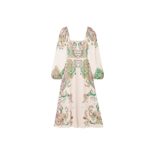 ETRO Белое Женское Длинное Платье с Рукавами