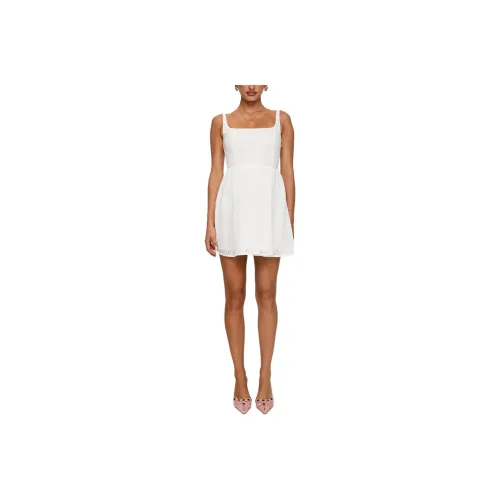 PRINCESS POLLY Кармел Вышитое Мини Платье Slip Платье Женское Белое Белый