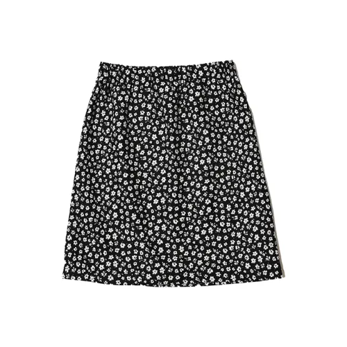 UNRETRO Черные и Белые Цветочные Женские Повседневные Короткие Юбки