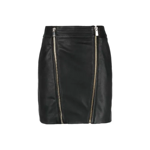 PINKO Обсидиановый черный Женские кожаные короткие юбки