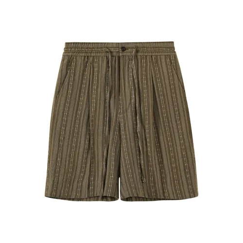 CULTUM Повседневные шорты Мужские Лен Зеленый