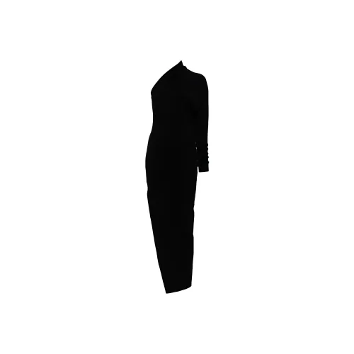 RICK OWENS Черное Женское Длинное Платье с Рукавами