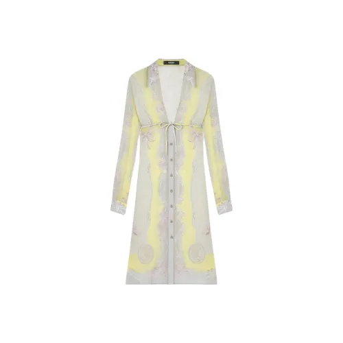 VERSACE Длинное платье с длинными рукавами женское многоцветное