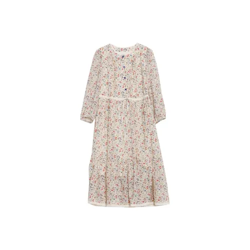 Fay Длинное платье с длинными рукавами женское бежевый