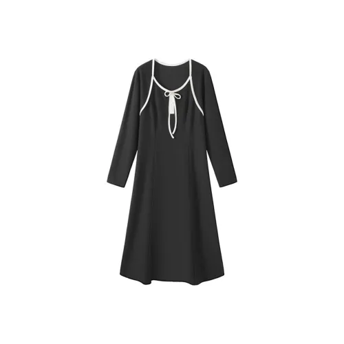 SHIRAN Длинное платье с длинными рукавами женское черное