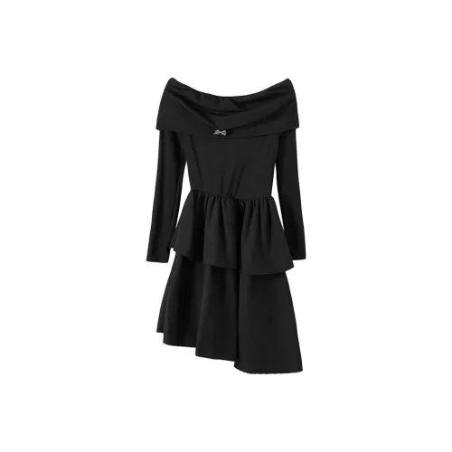 Incolore Длинное платье с длинными рукавами женское черное