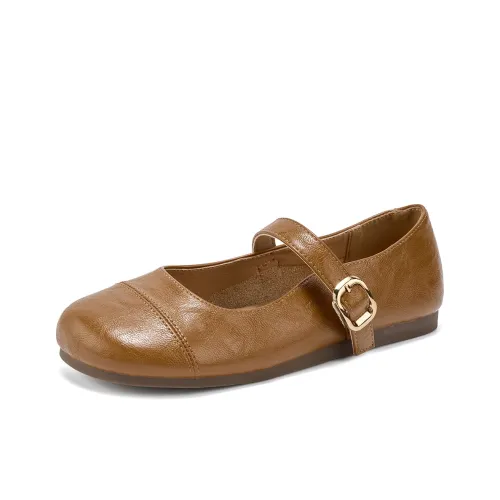 La Chapelle Плоская подошва Туфли Мэри Джейн Женские Коричневый