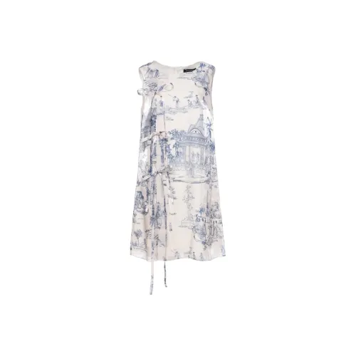 FLONAKED Без рукавов Платье Женское Белое С принтом