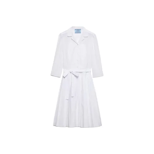 PRADA Длинное платье с длинными рукавами женское белое