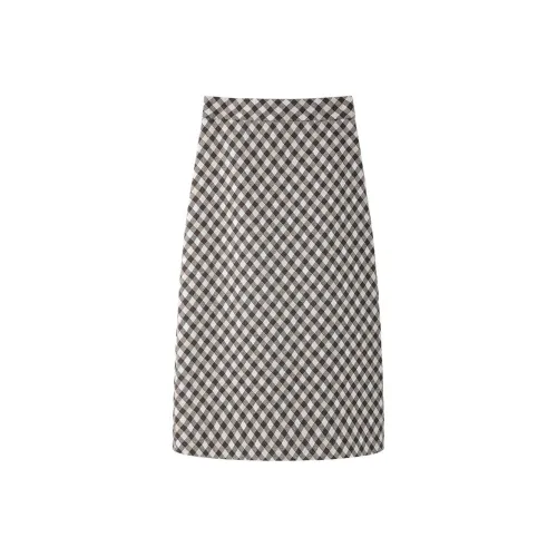 Повседневная длинная юбка женский кофейный клетка цвет