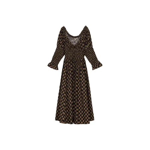 DOEN KAIRA Платье Длинное с длинными рукавами женское коричневое черное