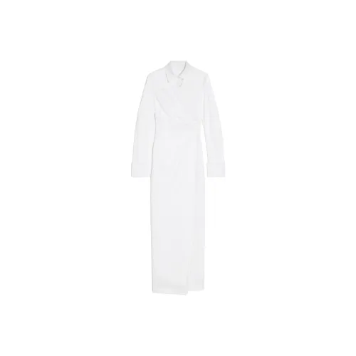 MaxMara Длинное платье с длинными рукавами женское белое