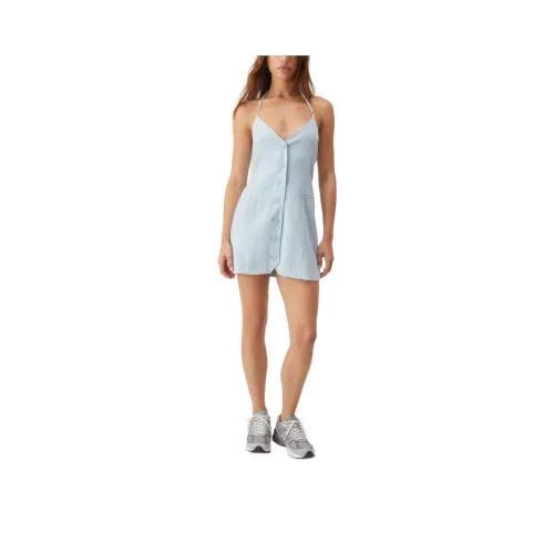NASTY GAL Премиум Linen Open Back Mini Dress Slip Dress Women's Light Blue