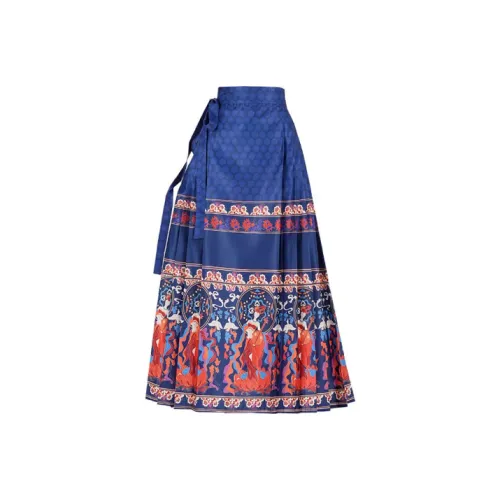 PASSCODIO Повседневный Длинный Юбка Женские Синий