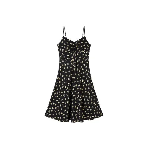 XIANGYING Slip Платье Женское Черный Цветок