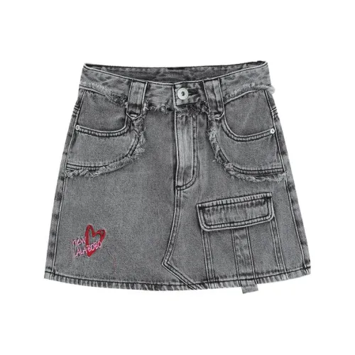 LALABOBO Серые Женские Джинсовые Короткие Юбки