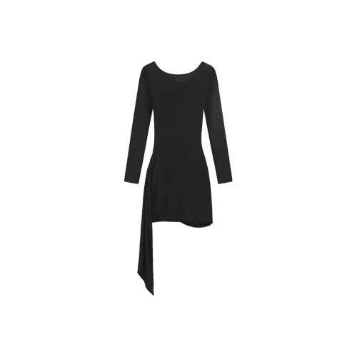 DOSOHEB Длинное платье с длинными рукавами женское черное