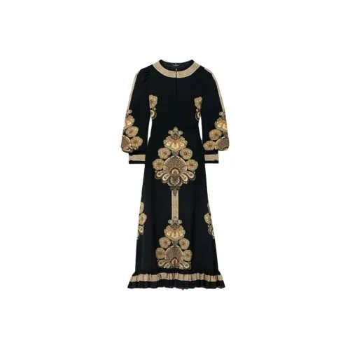 ETRO Черный Иней Женские Длинные Платья с Рукавами
