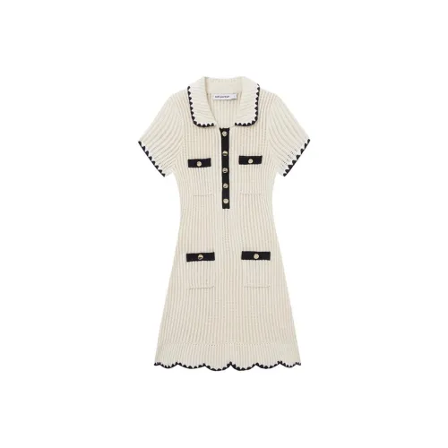 Self Портрет Короткий рукав Платье Женское цвет Слоновая кость