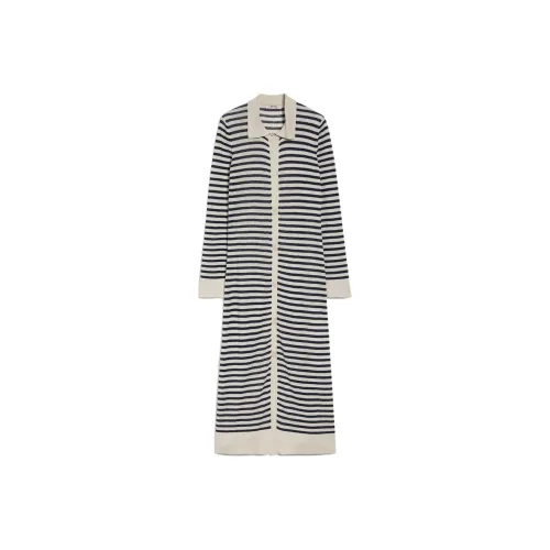 'S MAX MARA Nine Коллекция Льняная ткань Пряжа Платье-рубашка Длинный рукав Платье Женское Цвет Слоновая кость