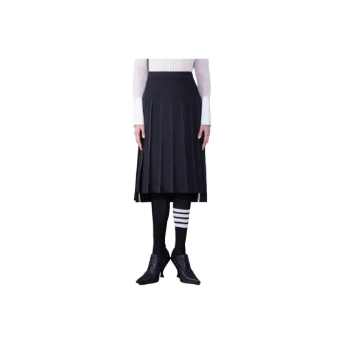 THOM BROWNE· Классический Tipping Плиссированная юбка Повседневный Длинный Юбка Женские Черный