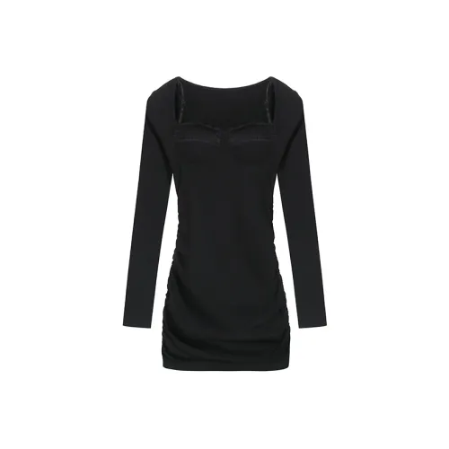 ABBY GODDESS Длинное платье с длинными рукавами женское черное