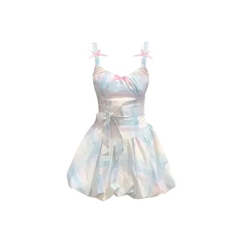 COVT Радужное Клетчатое Платье-камзол Женские Слиплатья