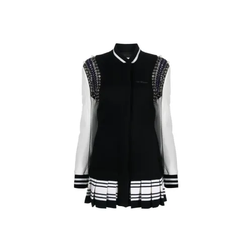 OFF Белый длинный рукав Платье Стандартное Женское Черное