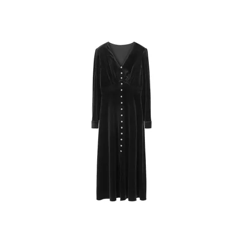 NINE WEST Длинное платье с длинными рукавами женское черное