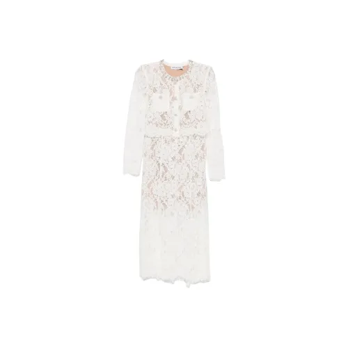 Self Портрет Длинный С рукавами Платье Женское Белое