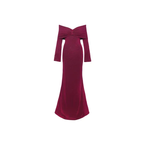 PRINCESS POLLY CECILIA Off The Shoulder Макси Платье с Длинными Рукавами Женское Вино Бургунди