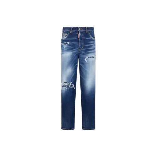 DSQUARED 2 Medium Ripped Knee Wash Boston Jeans Women's Blue
