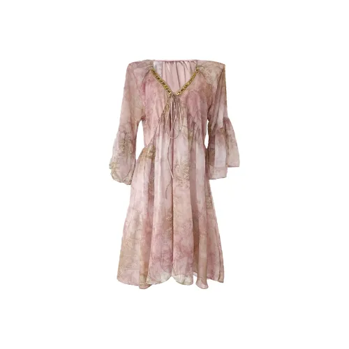 MORii Длинное платье с длинными рукавами женское розовое