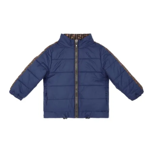 FENDI Хлопковый пуховик FW22 Синий Детский