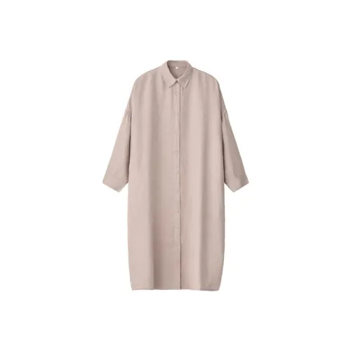 MUJI Длинное платье с длинными рукавами женское