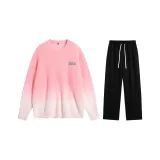 Set (Pink White Top + Black Casual Pants)  
Комплект (Розовый Белый Топ + Черные Повседневные Штаны)