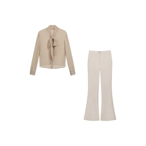 ONNFB Хаки топ + Абрикосовые брюки Женские Повседневные костюмы