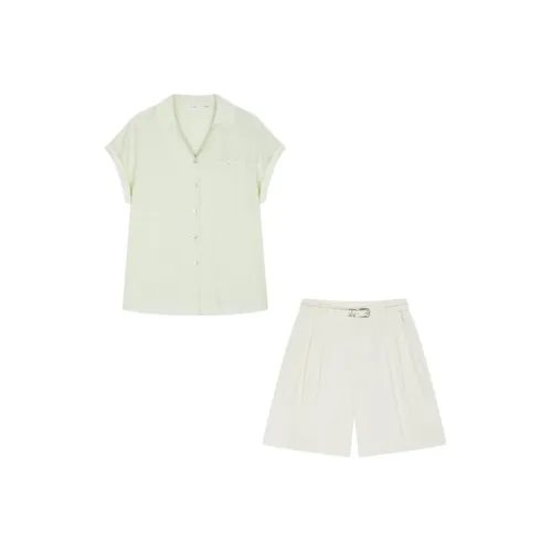 IHIMI Повседневный костюм женский светло-зеленый экрю