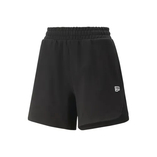 PUMA MMQ Ткани вязаные Downtown High Обхват талии Шорты TR Спортивные шорты Женские Черный