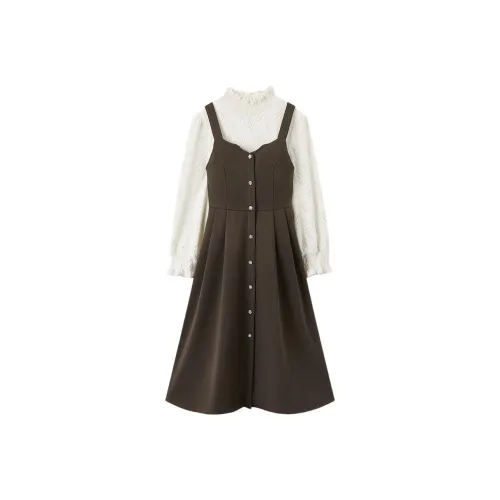 EICHITOO Комплект с юбкой Женские Темно-коричневый Комбинированный