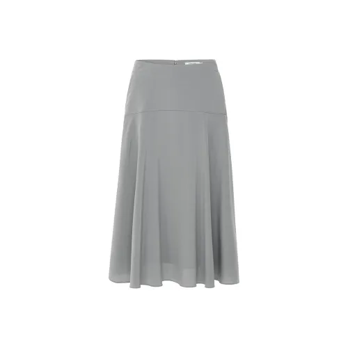 VGRASS STUDIO Повседневный Длинный Юбка Женские Внутренний двор Серый