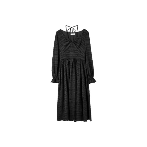 SENTUBILA Длинное платье с длинными рукавами женское элегантное черное