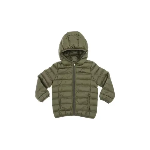 EMPORIO ARMANI Хлопковый пуховик для мальчиков оливково-зеленый детский