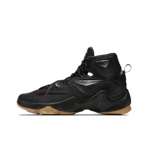 Nike Lebron 13 Противоскользящие Устойчивые к Износу Высокие Баскетбольные Кроссовки Мужские Черные